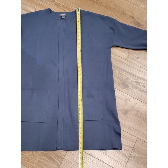 Martha Stewart Cardigan Open Face Pockets Women's Sz Large Blue Black Sweater - Picture 7 of 9